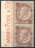 [** SUP] N° 49, 35c Brun Lilacé/chamois En Paire, Bdf Et Inscriptions Marginales - Fraîcheur Postale - Cote: 150€ - 1884-1891 Léopold II