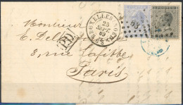 [Document SUP] N° 17A+18A Sur Superbe LAC Obl 'LP63' Bruxelles (nord) Du 25 Spet 69 Vers Paris. Frappes Superbes. LUXE - 1865-1866 Profil Gauche