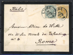 [Document SUP] N° 28+39, Affr Mixte Sur TB Enveloppe De Liège Pour Rome Adressée Au Peintre Adrien De Witte. Griffe Man  - 1883 Léopold II