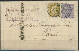 [Document SUP] N° 32+41,  Affr Mixte Sur LAC De Charleroi Le 1 Dec 1883 Pour Paris. Rare Et Superbe - 1883 Leopoldo II