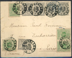 [Document SUP] N° 43(5x)+45(4x) Sur Jolie Enveloppe De Bruxelles Le 15 Octo 1888 Vers Paris. Spectaculaire - 1884-1891 Leopoldo II