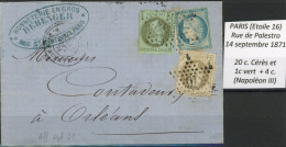 [Document TB] N° 27B+25+37 Sur Lettre Avec Contenu De Paris Vers Orléans  (voir Descriptif) - Cote: 125€ - 1863-1870 Napoleon III With Laurels