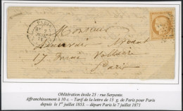 [Document SUP] N° 36 Sur Lettre Avec Contenu De Paris Intra-muros (voir Descriptif) - Cote: 140€ - 1870 Siège De Paris