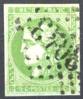 [O TB] N° 42B, 5c Vert-jaune R.2 TB Margé - Cote: 220€ - 1870 Bordeaux Printing