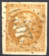 [O SUP] N° 43Ba, 10c Bistre Orangé TB Margé Et Superbe Obl 'GC2039' Liffré. Signé Brun. Cote ++160€ - 1870 Uitgave Van Bordeaux