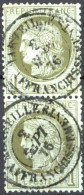 [O SUP] N° 50, Superbe Paire Verticale - Cachet à Date 'Marseille - Affranchissement' - Cote: 45€ - 1871-1875 Cérès