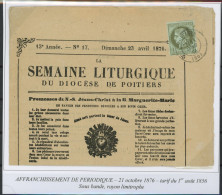 [Document SUP] N° 50, Seul Sur Document Religieux Complet (voir Descriptif) - Cote: 150€ - 1871-1875 Cérès