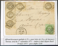 [Document B/TB] N° 52(5x)+53 Sur Devant De Lettre (voir Descriptif) - 1871-1875 Ceres