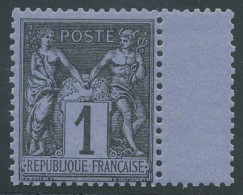 [** SUP] N° 83c, 1c Noir Sur Cobalt Avec Bord De Feuille. Joli Centrage Et De Fraîcheur Postale - Certificat Photo Behr. - Otros & Sin Clasificación