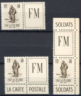 [** SUP] Franchise : N° 10A, Infanterie. 3x FM Tenant à La Vignette - Cote: 48€ - Timbres De Franchise Militaire