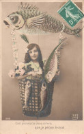 CPA 1 Euro- 1er Avril -(8) -Poisson Fillette Peche - April Fool's Day