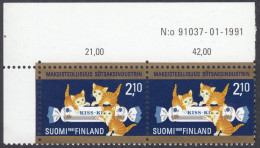 FINLANDIA - 1991 - Coppia Nuova MNH Di Yvert 1114 Con Angolo E Margini Di Foglio. - Unused Stamps