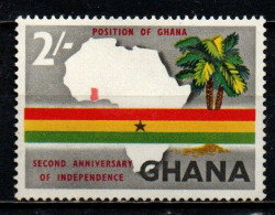 GHANA - 1959 - Map Of Africa, Flag And Palm Tree - Independence, 2nd Anniversary - MNH - Ghana (1957-...)