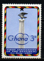 GHANA - 1961 - Column, Eagle And Star - First Anniversary Of The Republic - MNH - Ghana (1957-...)