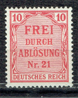 Texte "Frei Durch Ablösung Nr 21" : 10 Pf Rouge - Servizio