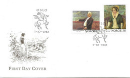 Norge Norway 1982 Writers, Bjørnstjerne Bjørnson And Sigrid Undset, Mi 870-871, FDC - Lettres & Documents