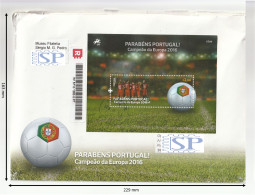 Portugal 2016 Parabéns Campeão Da Europa Futebol Football Sport Soccer Algarve Odivelas São Brás De Alportel Numismática - Covers & Documents