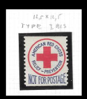 1919 VIGNETTE WAR WW1 USA AMERICAN RED CROSS CROIX ROUGE ROUTE KREUZ  PERF 12.5 X 12.5  TYPE 1  EXTRA RARE - Erinnofilia