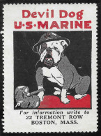 VIGNETTE Reklamemarke WELDKRIEG WAR WW1 FRANCE époque DELANDRE DEVIL DOG U.S MARINE  RARE 5 X 6.5 CM - Erinnofilia