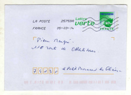 Enveloppe FRANCE Prêt à Poster Lettre Verte Oblitération LA POSTE 25759A 05/03/2014 - Prêts-à-poster:  Autres (1995-...)