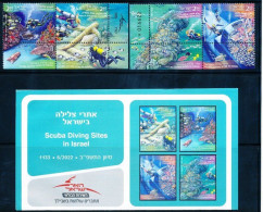 ISRAEL 2022 SCUBA DIVING SITES 4 STAMPS SET MNH + FDC's +POSTAL SERVICE BULITEEN - Nuovi