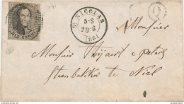 773/28 - Lettre TP Médaillon 10 C (touché) ST NICOLAS 1861 Vers NIEL - Boite Rurale Q De SINAY - Landelijks Post