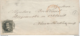 777/28 - Lettre TP Médaillon 10 C (touché) ST NICOLAS 1855 Vers NIEUWKERKEN - Boite Rurale U De CLINGE - Rural Post