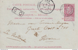 DDX 659 --  Entier Postal Fine Barbe BERCHEM STE AGATHE 1902 Vers Mw Toorenenbergen Te HOORN NL - COBA 8 S/TP Détaché - Postcards 1871-1909