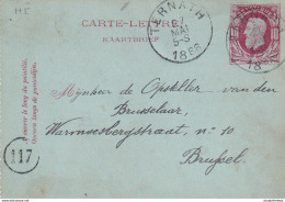 DDX 660 --  Carte-Lettre Emission 69 TERNATH 1886 Vers BXL - Manuscrit ST MARTENS LENNICK - COBA 10 S/TP Détaché - Cartes-lettres