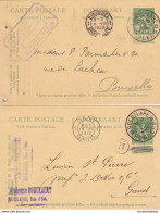 752/26 -- 2 X Entier Postal Pellens T4R ROESELARE 1912/13 - Cachets Lenoir-Deschrijver Et Alphonse Bouckaert - Briefkaarten 1909-1934