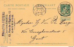 748/26 -- Entier Postal Pellens T4R OOSTENDE 1912 à GENT - Cachet Ameublements Théophile Fierens - Postcards 1909-1934