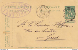 746/26 -- Entier Postal Pellens T2R ANTOING 1912 Vers GAND - Cachet Arthur Lejonc , Négociant En Articles Industriels - Cartes Postales 1909-1934