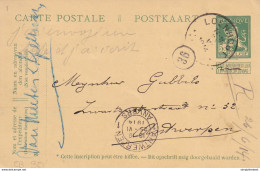 729/26 -- Entier Postal Pellens T4R LOENHOUT 1914 Vers Anvers - Postcards 1909-1934