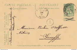 735/26 -- Entier Postal Pellens T2R MARIEMONT 1913 Vers SENEFFE - Signé Oscar Stilman à MORLANWELZ - Postkarten 1909-1934