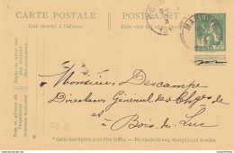 736/26 -- Entier Postal Pellens T2R MARLOIE 1913 Vers BOIS DU LUC - Signé Séverin à BANDE - Briefkaarten 1909-1934