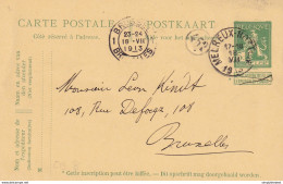 737/26 -- Entier Postal Pellens T2R MELREUX-HOTTON 1913 Vers BXL - Signé Marquet à LAROCHE - Briefkaarten 1909-1934