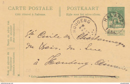 734/26 -- Entier Postal Pellens T2R HALANZY 1914 Vers T4R HOUDENG - Repiquage Des Hauts Fourneaux Et Mines De HALANZY - Postkarten 1909-1934