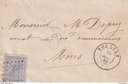 DDW840 - Enveloppe TP 18 Losange De Points 363 TOURNAY 1869 Vers MONS - 1865-1866 Profil Gauche