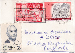 DDW822 -- Enveloppe Carte De Visite TP 1176 + Divers Bruxelles 1962 - Slogan Sanguis Christi BRUGGE 1962 - Covers & Documents