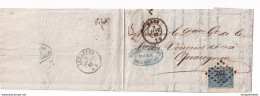 DDW830 -- Banque Guillochin - Lettre TP 18 MONS 1867 à QUAREGNON - Cachet , Entete Paternostre-Guillochin- Sirault § Cie - 1865-1866 Profil Gauche