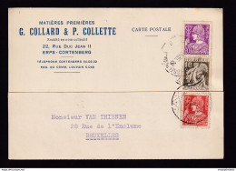 DDZ 184 --  Carte Privée TP Cérès/Mercure TRICOLORE BXL Nord + Cachet Diamant 1935 - Entete Collard Et Collette à ERPS - 1932 Ceres And Mercurius