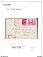 DDY 875 -- Courrier RECOMMANDE - Enveloppe TP Exportation + Lion V LIEGE 1950 Decrite Sur Feuille D'Album - 1948 Exportation