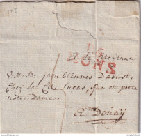 599/33 - Lettre Précurseur De 86 MONS An 8  Vers La Baronne De Jamblinnes D' Aoust à DOUAY - Herlant 36 - 1794-1814 (Französische Besatzung)