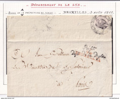 587/33 - 2 X Lettres Précurseurs - LSC BRUXELLES 1810 Vers PARIS Et LSC En PP Vers MONS- Griffes Préfet Dépt De La Dyle - 1794-1814 (Französische Besatzung)