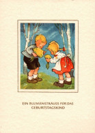 G7359 - TOP Mariane Drechsel Glückwunschkarte Geburtstag - Kinder - Verlag Lederbogen Chemnitz DDR Grafik - Anniversaire