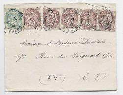 BLANC 2CX5+5C LETTRE PARIS XII 19.7.1903 R ERARD AU TARIF - 1900-29 Blanc