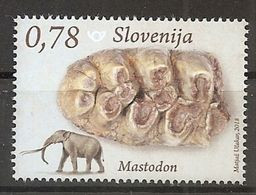 SLOVENIA 2018.,FOSSIL MAMMALS OF SLOVENIA,MASTODON,MNH - Fósiles