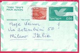 ISRAELE - INTERO AEROGRAMMA 0,55 (+0,15) - VIAGGIATA 1974 PER L'ITALIA - Airmail