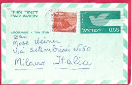 ISRAELE - INTERO AEROGRAMMA 0,55 (+0,15) - VIAGGIATA 1974 PER L'ITALIA - Aéreo