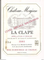 Etiquette  Décollée  Château Moujan - La Clape - 1981 - - - Languedoc-Roussillon